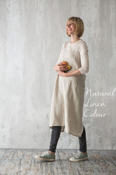 Red Linen Pinafore Apron For Women | Japanese Cross Back Smock, 12 of 12