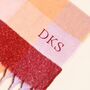 Personalised Burgundy And Peach Check Winter Scarf, thumbnail 2 of 3