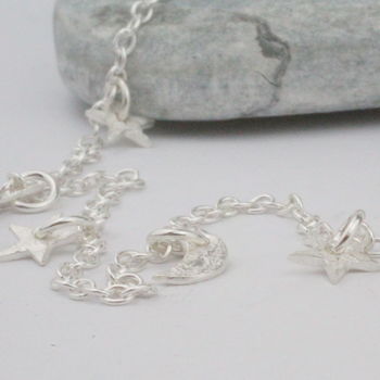 Sterling Silver Short Moon And Star Charm Necklace, 3 of 4