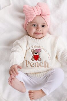 My First Valentines Bear Embroidered Knitted Jumper, 3 of 6