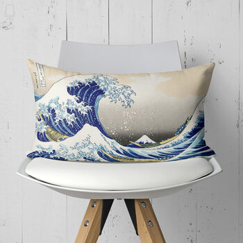 The Great Wave Hokusai Art Velvet Cushion, 5 of 7