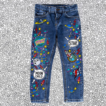 Kids Personalised Hand Painted Jeans, 3 of 12