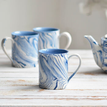 Marbled Blue And White Tea Mug, 3 of 5