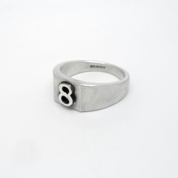 Personalised Number Square Silver Signet Ring, 3 of 4