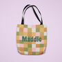 Personalised Retro Chequered Canvas Tote Shopper Bag, thumbnail 1 of 3