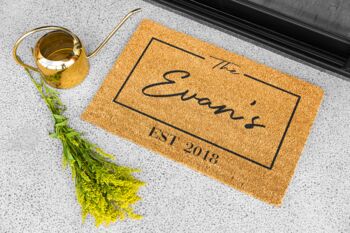 Personalised Coir Doormat With Name And Est Date, 4 of 8