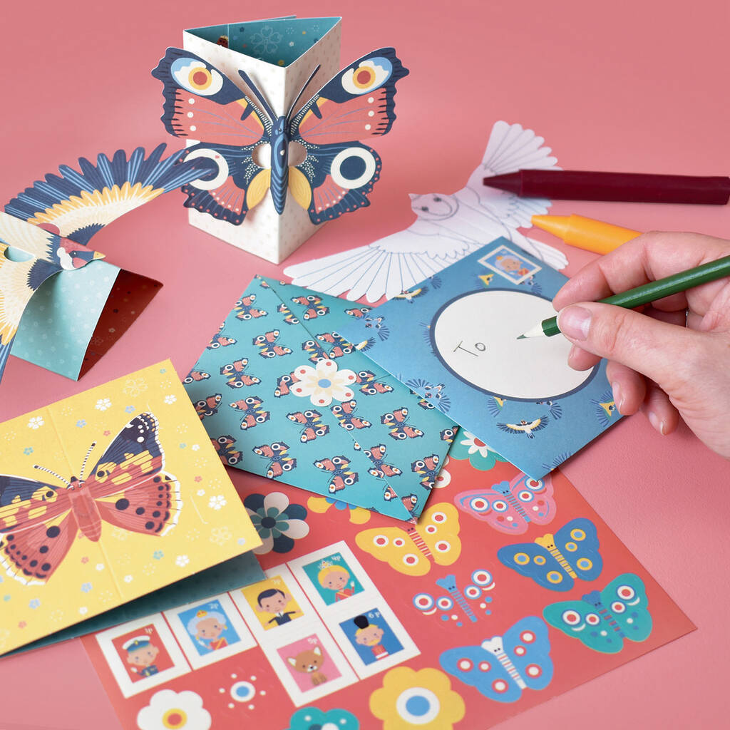 Create Your Own Bird And Butterfly Pop Up Card Kit By Clockwork Soldier Notonthehighstreet Com