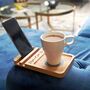 Personalised Solid Walnut Sofa Coaster Phone Stand, thumbnail 2 of 12