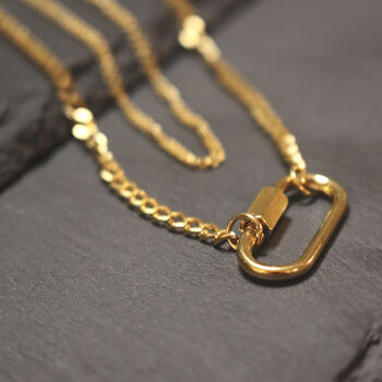 Layered Necklace Carabiner Pendant 18k Gold, 3 of 6