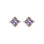 Yellow Gold Princess Cut Birthstone Earrings June Alexandrite, thumbnail 2 of 5