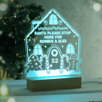 Personalised Gingerbread House Wooden Based LED Christmas Light, 9 of 10