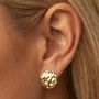Gold Textured Disc Huggie Hoop Earring, thumbnail 1 of 5