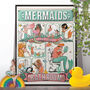 Mermaids Using The Bathroom, Funny Toilet Humour Art, thumbnail 1 of 6
