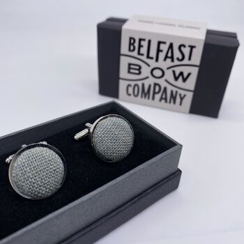 Irish Linen Cufflinks In Antique Sage, 2 of 2