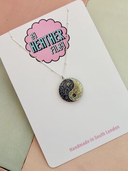 Yin Yang Glitter Charm Necklace / Zen Gift For Her / Minimal Spiritual Jewellery / Cute Statement Necklace, 6 of 7