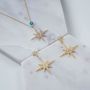 Petite Star Burst Drop Earring Gold Plated Silver, thumbnail 2 of 6
