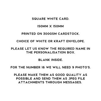 Personalised 16th Birthday Photo Collage Card, 8 of 8