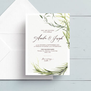 Simply Foliage Wedding Invitation, 2 of 7