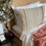 Oblong, Natural, Hemp, Neutral, Woven, Grain Sack, Striped Cushion With Cotton Reverse Red And Ochre Stripe, thumbnail 1 of 5