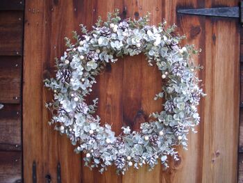 Christmas Wreath With Frosted Eucalyptus And Berries, 8 of 8