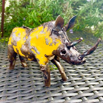 Recycled Metal Rhino Ornament Art072, 2 of 4