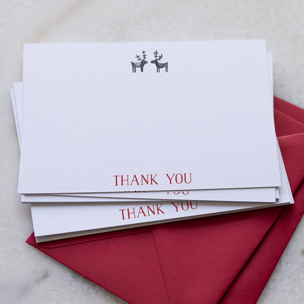 Personalised Mono Reindeer Thank You Cards