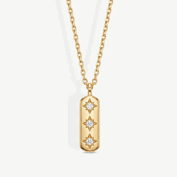 Gold Or Silver Vertical Bar Necklace With Three Stars, 2 of 5