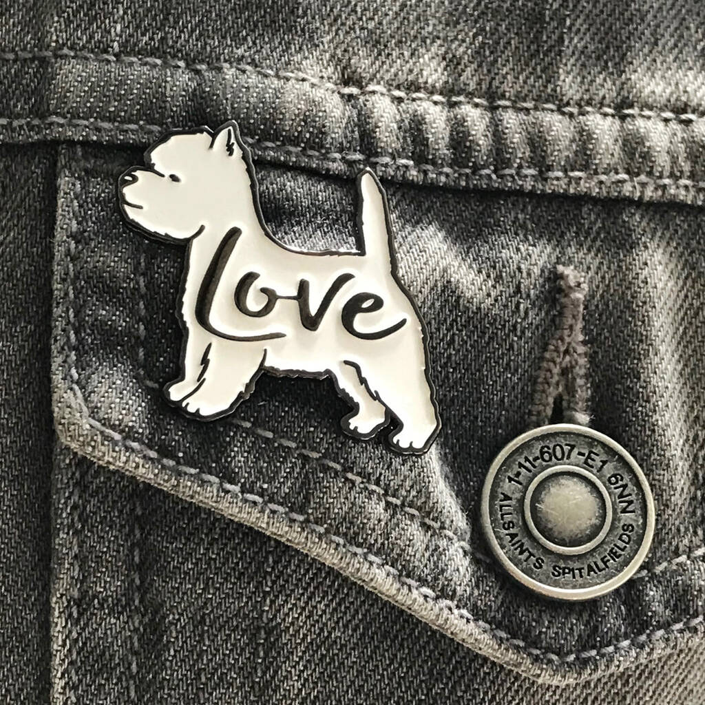 Westie 'Love' Enamel Lapel Pin Badge, 1 of 4