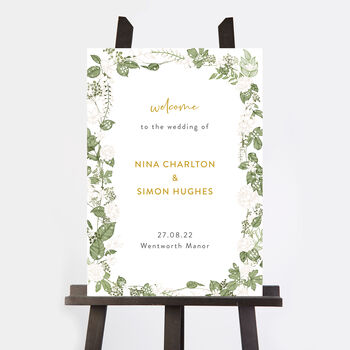 White Floral Wedding Welcome Sign, 2 of 3