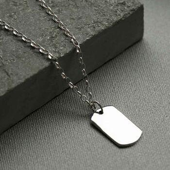Sterling Silver Medium Solid Dog Tag Necklace, 6 of 8