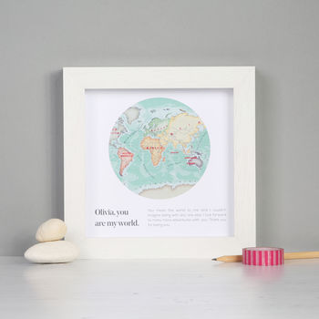 You Are My World Map Heart Valentine's Framed Print, 5 of 7