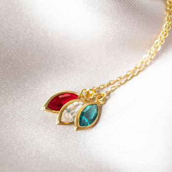 Gold Plated Family Birthstone Marquise Charm Necklace, 7 of 10