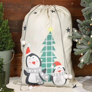 Large Personalised Penguin Christmas Present Sack, 3 of 3