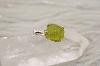 Raw Peridot Sterling Silver Pendant Necklace, 10 of 12