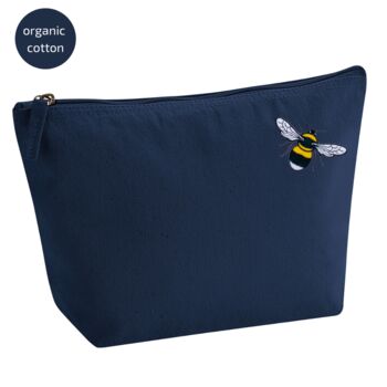 Embroidered Bee Organic Cotton Accessory Bag, 4 of 4