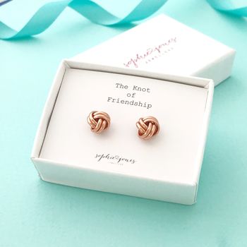 Rose Gold Plated Friendship Knot Earrings, 2 of 3