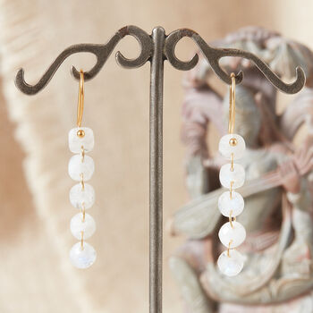 White Moonstone Gold And Silver Dangly Earrings, 5 of 10