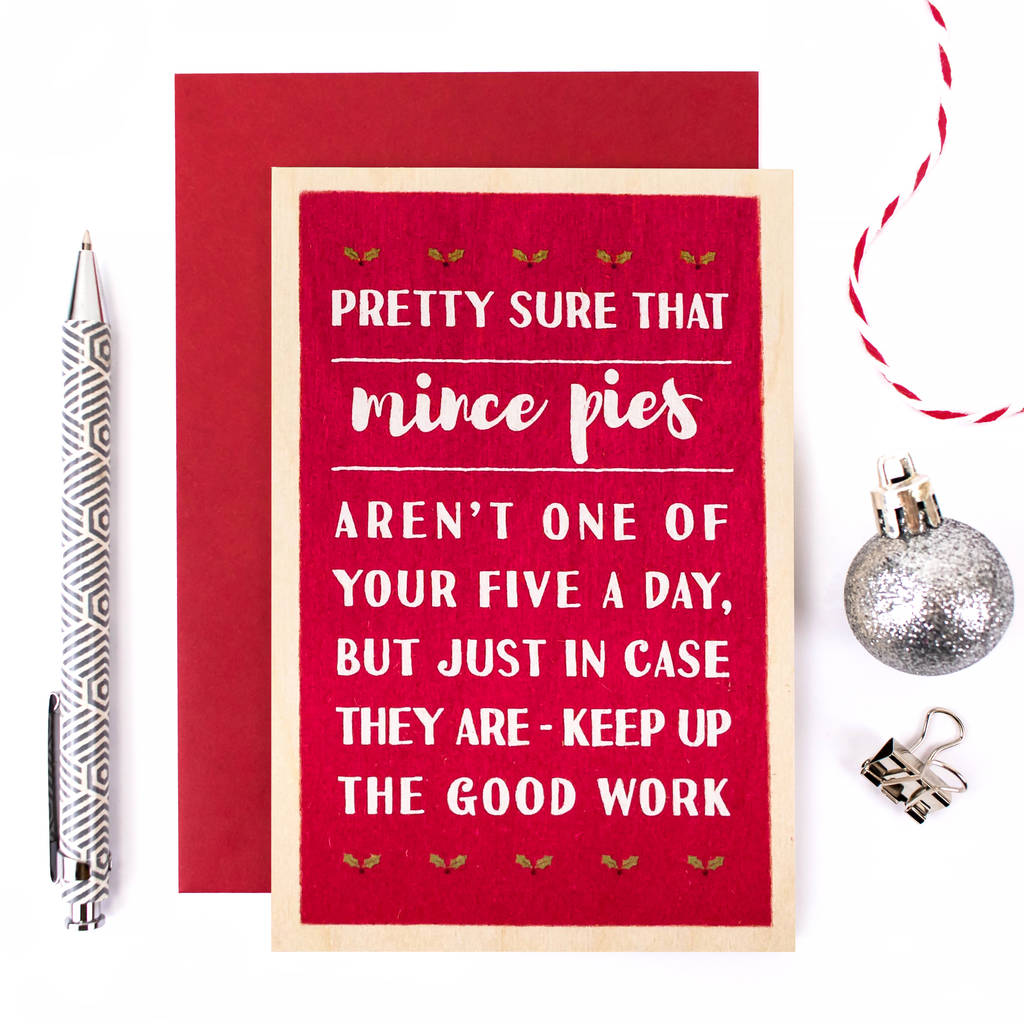 Wooden Christmas Card Mince Pie Lover