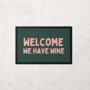 Welcome, We Have Wine | Peach And Forest Green | Door Mat, thumbnail 2 of 2