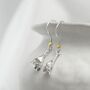 Contemporary Silver Floral Drop Earring With Gold, thumbnail 3 of 6