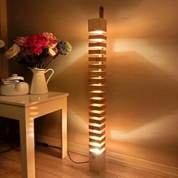 Echelon Handmade Wooden Floor Lamp: Modern Home Decor, 8 of 10