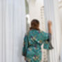 Satin Silky Turquoise Full Length Kimono Robe, thumbnail 9 of 9