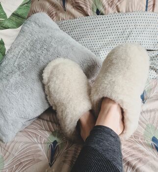 Pure Merino Wool Cocoon Slippers Mules, 5 of 8