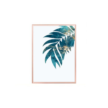 Alcohol Ink Tropical Gold Palm Leaf Wall Art Print, 3 of 5