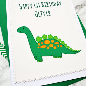 'Dinosaur' Handmade Boys 1st Birthday Card, 2 of 3