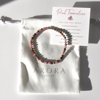 Dainty Watermelon Tourmaline Faceted Crystal Bracelet, 3 of 6