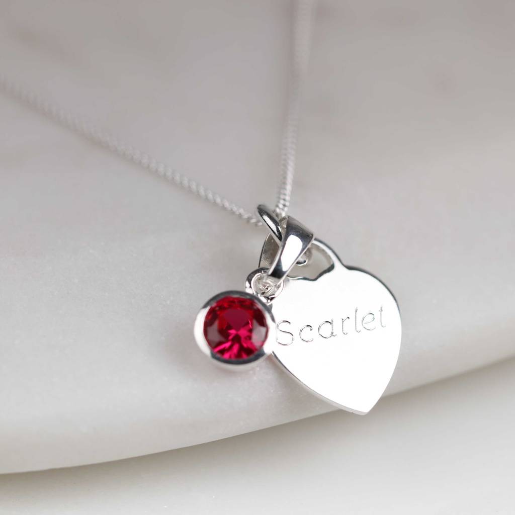 Personalised Children's Heart And Birthstone Necklace, 1 of 6