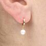 18ct Gold Plated Round Pearl Huggie Hoop Earrings, thumbnail 1 of 6