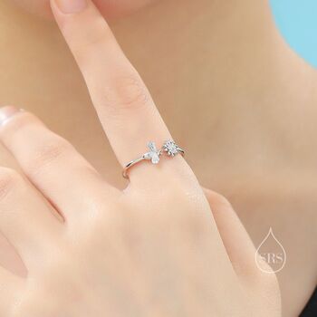 Sterling Silver Bumble Bee And Daisy Ring, 3 of 12