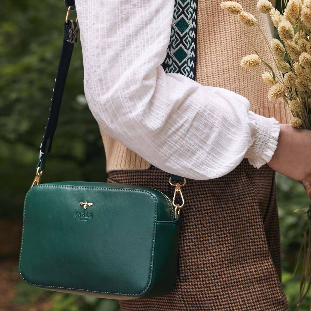 Camera Bag Green with Printed Strap